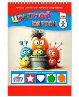 Картон цв. А4 20л.10цв. АППЛИКА "Глазастики" С2806-36 на спирали