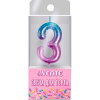 Свеча-цифра д/торта "3" deVENTE "Degrade" 9060502 6,0*3,8*0,9см,держ.2,6см,пластик./к