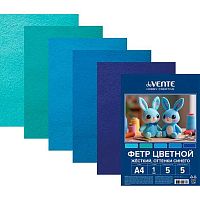 Фетр  5л. 5цв. А4 deVENTE "Оттенки синего" 8113408 жёсткий,1мм