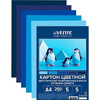 Картон цв. двухстор. тонир. А4  5л. 5цв. deVENTE 8114532 оттенки синего,пластик.пакет,е/подв.