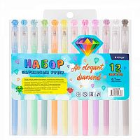 Набор масл. шар. ручек 12цв. ALINGAR "Кристалл" AL12418 0,7мм,цв.пласт.корп.,ПВХ-чехол