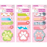 Набор самокл. этикеток-закладок deVENTE "Cat paws" 48*15мм,45*45мм 20л. 2011211 бум.,асс.