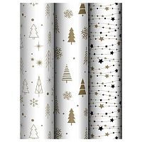 Бумага упак. 70*100см MESHU "Gold NY pattern" глянц. (1лист в рулоне) MS_66807 асс.,80г/м2