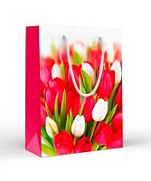 Пакет подар. (MS) "Красные и белые тюльпаны" 15.11.02290  13,5*18*6см