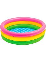 Бассейн надувной  86*25см Рыжий кот INTEX "Трёхцветный" 58924NP с надувным дном