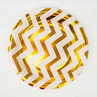 Тарелка бум. Микрос "Зигзаг золото" Ч48623 18см (6шт)