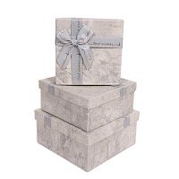 Коробка КОКОС 3в1 "Мрамор" 232215 серый/серебро (19,5*19,5*9,5-15,5*15,5*6,5см)