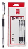 Ручка гелевая DELI "Daily" E6600SBlack (1735711) чёрная,0.5мм,резин.манж.,прозр.корп.