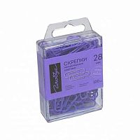 Скрепки 28мм 100шт. ГЛОБУС С28-100Ф фиолетовые,пластик/к