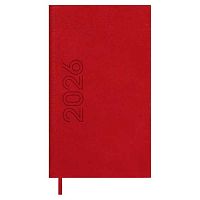 Еженедельник карм. 2026г. 85*145мм  64л. ESCALADA кож.зам. "Лозанж красный" 70357 блинт.тисн.