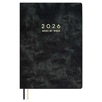 Еженедельник настол. 2026г. А4  80л. ESCALADA кож.зам. "Тиволи Делавэ чёрный" 70327 мягк.обл.