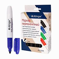 Маркер перм. ALINGAR AL524 синий,утолщ.,пулев.,2-3мм