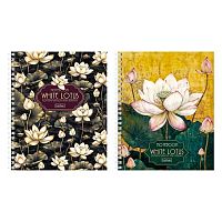 Тетрадь 96л. (клетка) ХАТ спираль "Белый лотос" тисн.,асс.