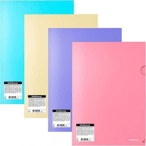 Папка-уголок А4 EK "Diagonal Pastel" 55156 непрозр.,ассорти,180мкм