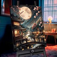 Картина по номерам с кристал. из хрусталя чёрный холст Котеин "Сон в летнюю ночь" 40*50 BSH0002 (23ц