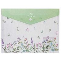 Папка-конверт на кнопке А5 ХАТ "Natural Flowers" AKk_33479 пластик,180мкм,текстур.с печ.