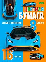 Бумага цв. двухстор. А4 16л.  8цв. ХАТ "Автоспорт" 16Бц4_28172 "ECO"