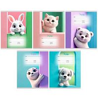 Тетрадь 18л. (клетка) ЭКСМО "Белый и пушистый" ТКЛ189605 мел.карт.,выб.лак