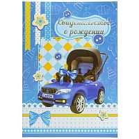 Папка адресная А4 КБ "Свидетельство о рождении/мальчик/автоколяска" 30СР417 НОВЫЙ РАЗМЕР