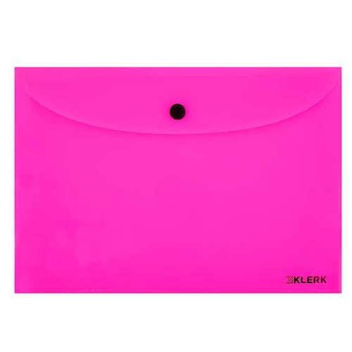 Папка-конверт на кнопке А5 КЛЕРК "Neon" 241302 непрозр.розовая 180мкм