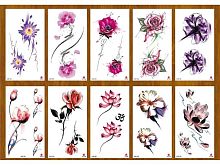 Наклейка-татуировка Рыжий кот "Цветочный микс" ТА-1763, 11,4*21см