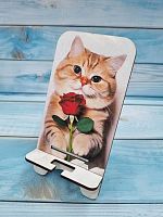 Подставка д/телефона "Кот с розой" 20-1707-104