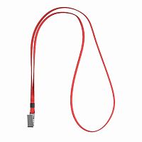 Лента д/бейджа EK 63715 красная,42см,метал.клип