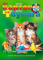 Набор цв.картона А4 10цв. и цв.бумаги А4 16цв. ХАТ "Пушистые ушки" 30252 склейка