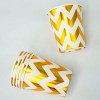 Стакан бум. Микрос "Зигзаг золото" 250мл (6шт) Ч48624