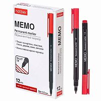 Маркер перм. ХАТ "Memo" 072614 красный,закругл.пиш.узел,1мм,к/к