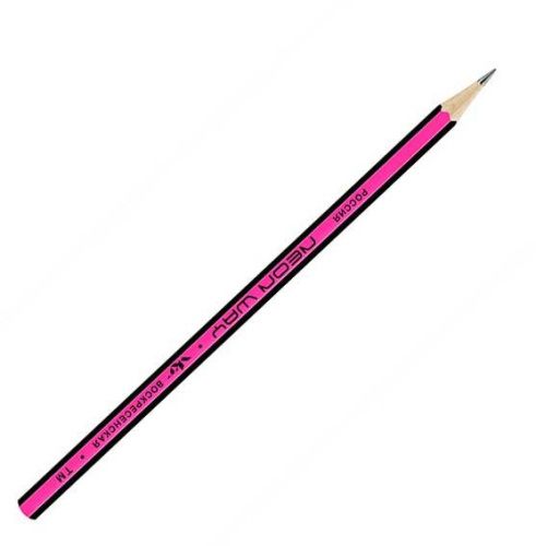 Карандаш ч/гр. ВКФ "Neon way" NW06 1562 розовый,неон с полосками гранями,заточ.,ТМ(HB)