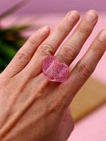 Кольцо АЛЕФ GIRLY "Розовое сердце" 25P-021 акриловое,d=1,7см