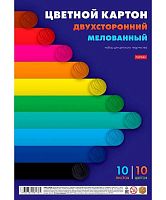 Картон цв. двухстор. мелов. А4 10л.10цв. ХАТ "Векторные линии" 32442 пакет,е/подвес