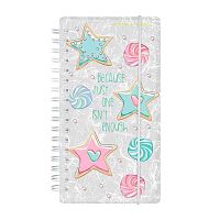 Записная книжка А6-  80л. BV спираль Cute Journal Mini "Звёздочки" 3-574/05 клетка,резинка
