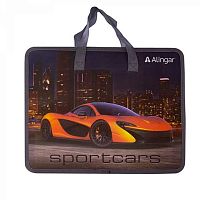 Папка пластик,с ручками А4 ALINGAR "Sportcars" AL10453 на молн.