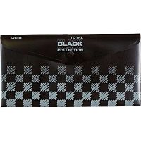 Папка-конверт на кнопке 260*140мм deVENTE "Total black" 3071339 непрозр.,чёрная с рис.,180мкм