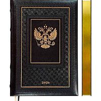 Ежедневник 2026г. А5 168л. deVENTE кож.зам. "Symbol" 2232625 чёрный,зол.срез,крем.бум.,подар./к