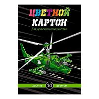 Картон цв. мелов. А4 10л.10цв. ФЕНИКС "Вертолёт" 66794 в папке