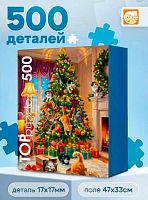 Пазлы  500 Рыжий кот "Коты на ёлке" Х500-7010