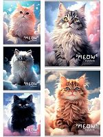 Тетрадь 48л. (клетка) Проф-Пресс Collezione "Воздушные котики" 48-5143 цв.мел.обл.,пена,асс.