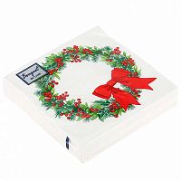 Салфетка бум. НГ Bouquet de Luxe "Венок с бантиком" 57870 3-х сл.(25шт),24*24см