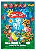 Картон цв. А4 10л.10цв. Creativiki "Волшебный" КЦВ10Л10ЦКР