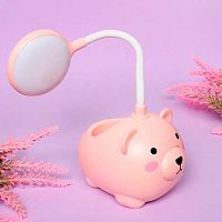 Светильник настольный "Мишка" 615-0497 LED,розовый,c подстаканником,USB