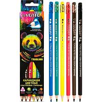 Карандаши пластик.  6цв. deVENTE "Triolino. Erase 5021550 трёхгр.,2М,с ластиком,стираемые,к/к