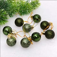 Игрушка ел. "Шар  3см" (9шт) "Микс фактур" 652-351 изумруд