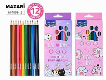 Карандаши 12цв. MAZARI M-7099-12 шестигр.,грифель-2.8мм,к/к,е/подвес