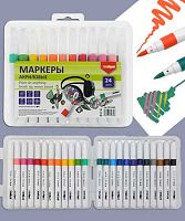 Маркеры акрил. 24цв. INTELLIGENT DJ-255/DB-2680 кисть,1-4мм,пластик/к