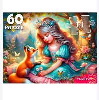 Пазлы   60 Рыжий кот "Принцесса с лисичкой" Х60-8262