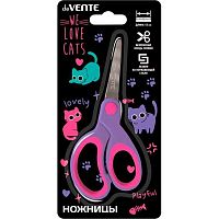 Ножницы детск. 13см deVENTE "Funny Cats" 8010512 закругл.лезвия,прорезин.ручки,к/блист.