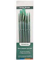 Набор кистей  6шт. Bomeijia (синтетика кр.№2,4,6,10,пл.№4,8) DL-427 зелёные,ПВХ-пакет